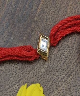 Red Gold Tone Kundan Rakhi 1