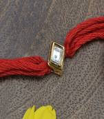 Red Gold Tone Kundan Rakhi