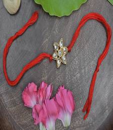 Kundan Floral  Red Gold Tone Kundan Rakhi