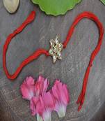 Kundan Floral  Red Gold Tone Kundan Rakhi