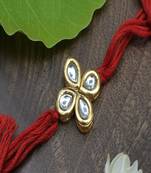 Kundan Floral  Red Gold Tone Kundan Rakhi