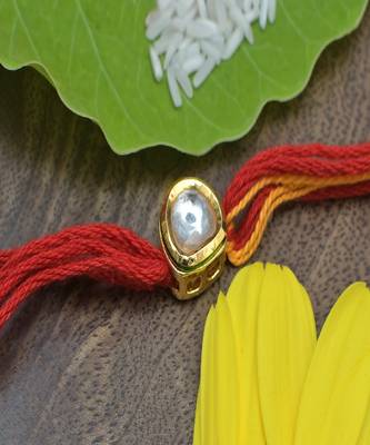 Red Yellow Gold Tone Kundan Rakhi 1