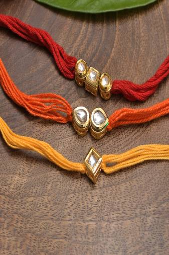 Kundan Handmade Rakhi Set Of 3