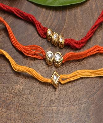 Kundan Handmade Rakhi Set Of 3 1