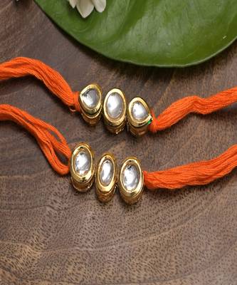 Kundan Handmade Rakhi Set Of 2 1