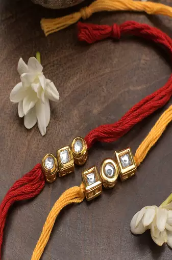 Kundan Gold Tone  Rakhi Set of 2