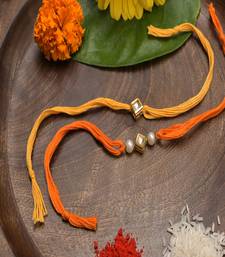 Kundan And Pearl Handmade Rakhi- Set Of 2