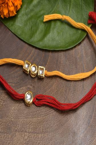 Kundan Handmade Rakhi Set Of 2