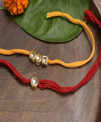 Kundan Handmade Rakhi Set Of 2 1