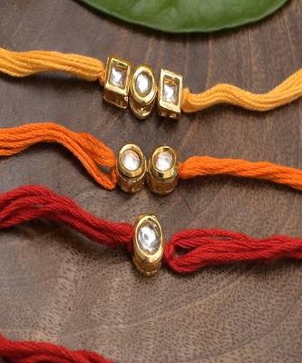 Kundan Handmade Rakhi Set Of 3 1