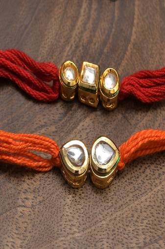 Kundan Gold Tone Kundan Rakhi Set Of 2