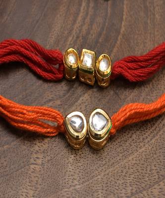 Kundan Gold Tone Kundan Rakhi Set Of 2 1
