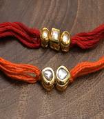 Kundan Gold Tone Kundan Rakhi Set Of 2