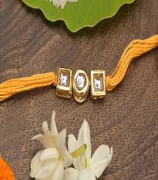 Yellow Gold Tone Kundan Rakhi