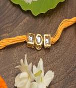 Yellow Gold Tone Kundan Rakhi