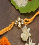 Yellow Gold Tone Kundan Rakhi