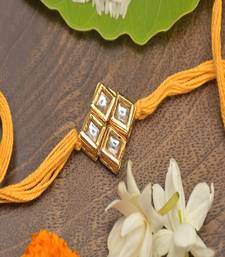 Yellow Gold Tone Kundan Rakhi