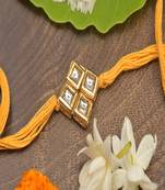 Yellow Gold Tone Kundan Rakhi