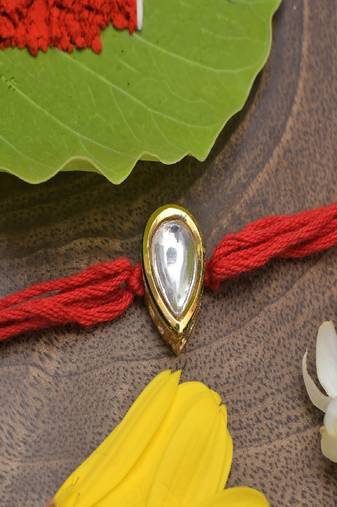 Red Gold Tone Kundan Rakhi
