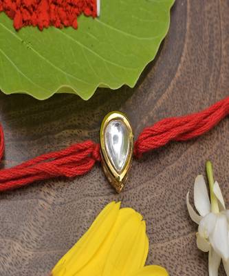 Red Gold Tone Kundan Rakhi 1