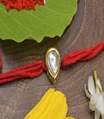 Red Gold Tone Kundan Rakhi