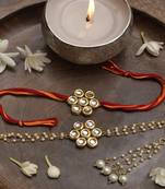 Handmade Kundan Rakhi & Lumba Set Of 2