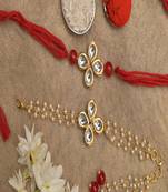 Handmade Kundan Rakhi & Lumba Set Of 2