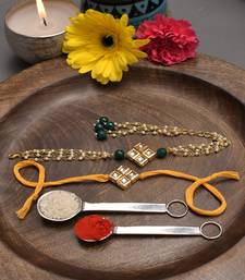 Handmade Kundan Rakhi & Lumba Set Of 2