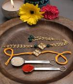 Handmade Kundan Rakhi & Lumba Set Of 2