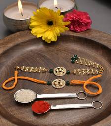 Handmade Kundan Rakhi & Lumba Set Of 2