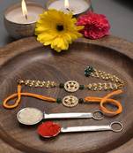 Handmade Kundan Rakhi & Lumba Set Of 2