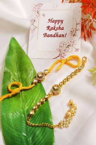 Handcrafted Kundan Rakhi & Lumba Set- Set of 2