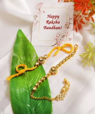 Handcrafted Kundan Rakhi & Lumba Set- Set of 2 1