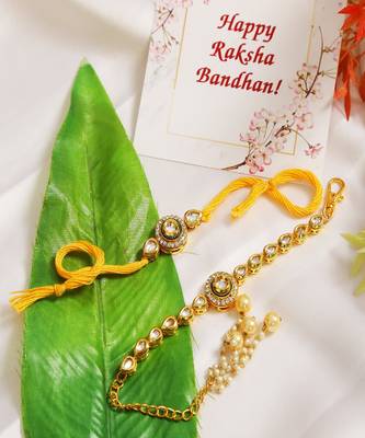 Handcrafted Kundan Rakhi & Lumba Set- Set of 2 2