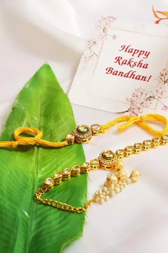 Handcrafted Kundan Rakhi & Lumba Set- Set of 2