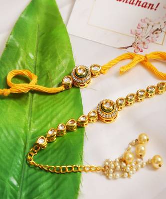 Handcrafted Kundan Rakhi & Lumba Set- Set of 2 4