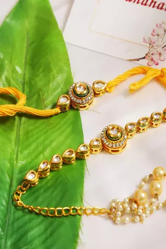 Handcrafted Kundan Rakhi & Lumba Set- Set of 2