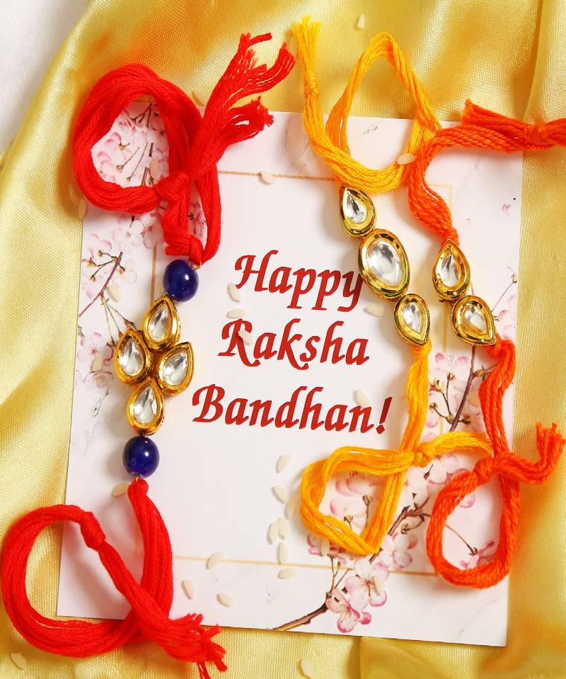 Kundan Handmade Rakhi Set Of 3
