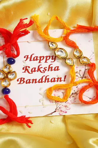 Kundan Handmade Rakhi Set Of 3