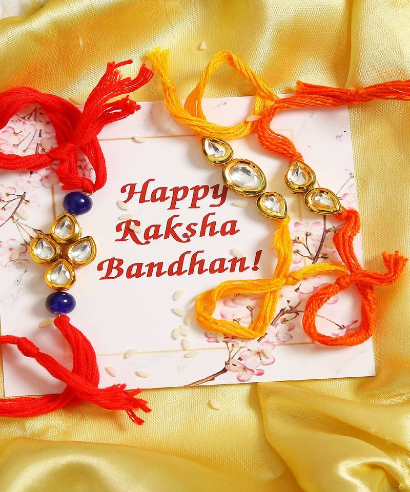 Kundan Handmade Rakhi Set Of 3