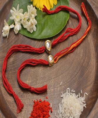 Kundan And Pearl Handmade Rakhi Set Of 2 1
