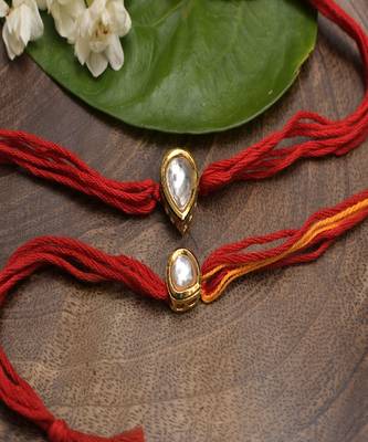 Kundan And Pearl Handmade Rakhi Set Of 2 2