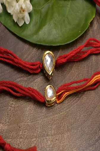 Kundan And Pearl Handmade Rakhi Set Of 2