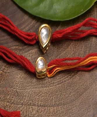 Kundan And Pearl Handmade Rakhi Set Of 2 3