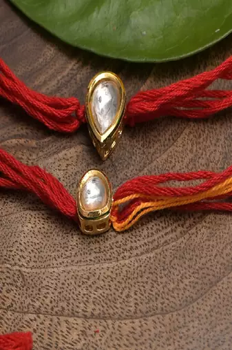 Kundan And Pearl Handmade Rakhi Set Of 2