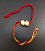 Red Yellow Gold Tone Kundan Rakhi