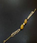 Yellow Beaded Kundan Inspired Pearl Bracelet