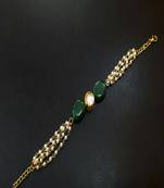 Emerald Gold Tone Kundan Inspired Pearl Bracelet