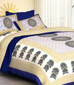 rajasthani Jaipur Sanganeri Prints Cotton Bedsheet For Double Bed With two Pillow Cover Size 90x 100 Inch