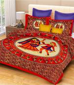 rajasthani Jaipur Sanganeri Prints Cotton Bedsheet For Double Bed With two Pillow Cover Size 90x 100 Inch